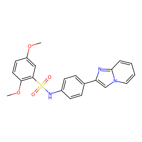 N-(4-imidazo[1,2-a]pyridin-2-ylphenyl)-2,5-dimethoxybenzenesulfonamide structure