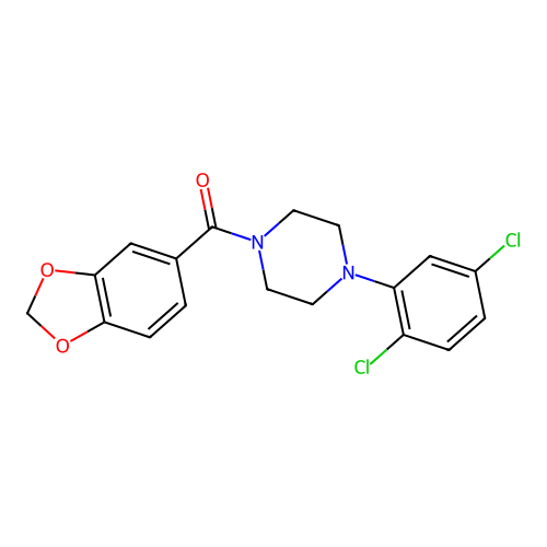 1,3-Benzodioxol-5-yl[4-(2,5-dichlorophenyl)piperazin-1-yl]methanone structure