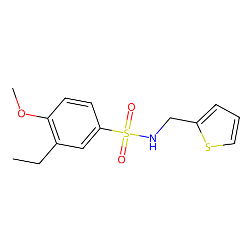 3-ethyl-4-methoxy-N-(thiophen-2-ylmethyl)benzenesulfonamide structure