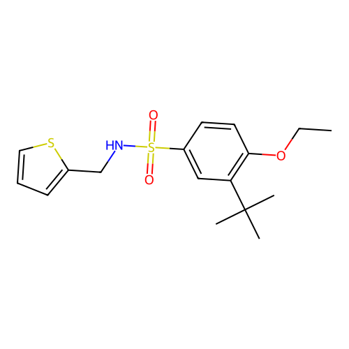 3-tert-butyl-4-ethoxy-N-(thiophen-2-ylmethyl)benzenesulfonamide structure