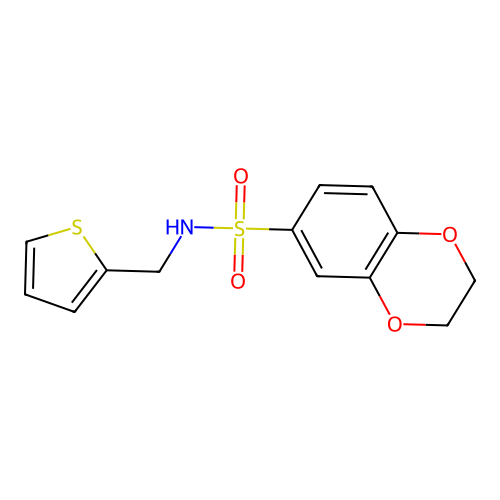 N-(thiophen-2-ylmethyl)-2,3-dihydro-1,4-benzodioxine-6-sulfonamide structure