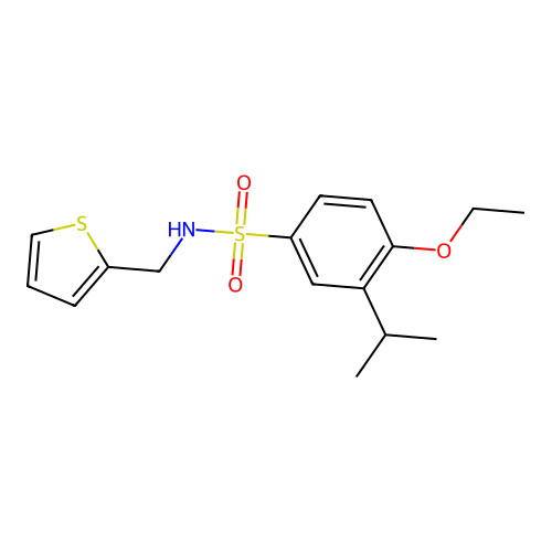 4-ethoxy-3-propan-2-yl-N-(thiophen-2-ylmethyl)benzenesulfonamide structure