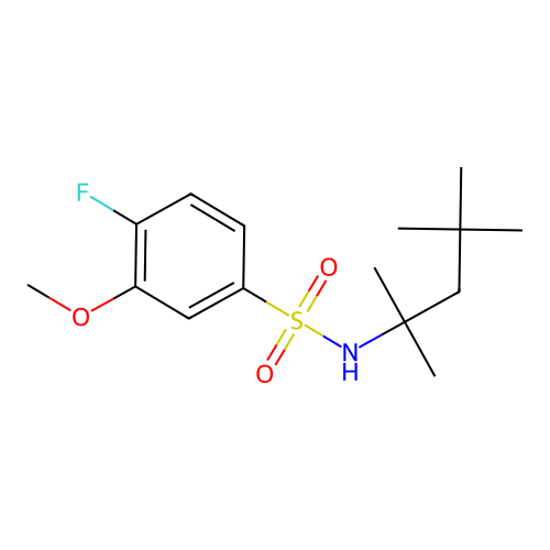 4-fluoro-3-methoxy-N-(2,4,4-trimethylpentan-2-yl)benzenesulfonamide structure
