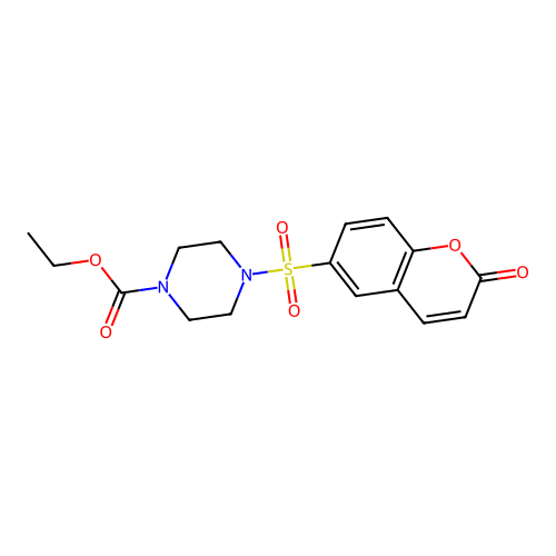 Ethyl 4-[(2-oxochromen-6-yl)sulfonyl]piperazinecarboxylate structure