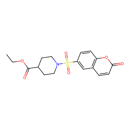 1-(2-Oxo-2H-chromene-6-sulfonyl)-piperidine-4-carboxylic acid ethyl ester structure