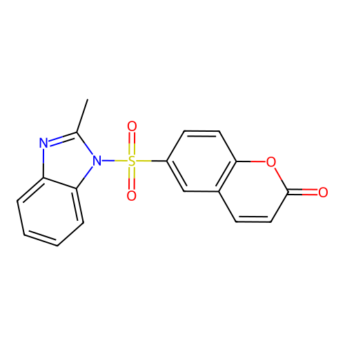 6-((2-methyl-1H-benzo[d]imidazol-1-yl)sulfonyl)-2H-chromen-2-one structure
