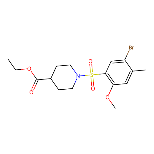 Ethyl 1-[(5-bromo-2-methoxy-4-methylphenyl)sulfonyl]-4-piperidinecarboxylate structure