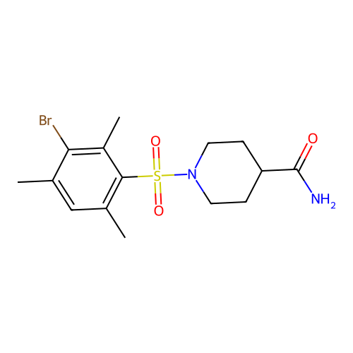 1-(3-Bromo-2,4,6-trimethylbenzenesulfonyl)piperidine-4-carboxamide structure