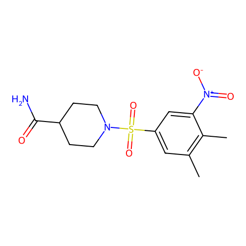 1-(3,4-Dimethyl-5-nitrobenzenesulfonyl)piperidine-4-carboxamide structure