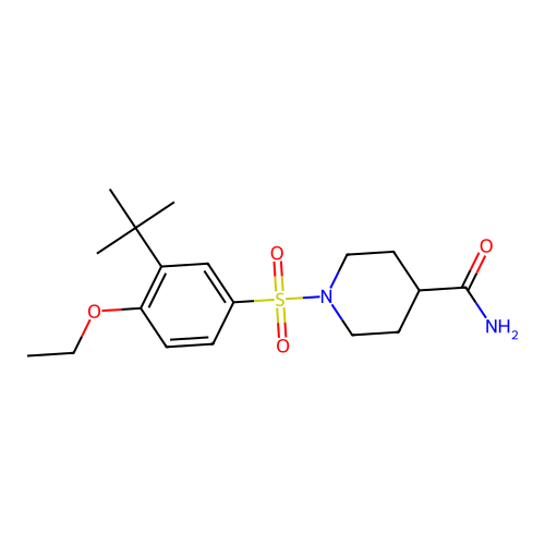 1-(3-Tert-butyl-4-ethoxyphenyl)sulfonylpiperidine-4-carboxamide structure