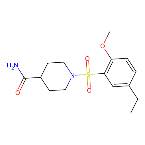 1-(5-Ethyl-2-methoxyphenyl)sulfonylpiperidine-4-carboxamide structure