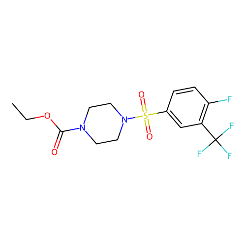 Ethyl 4-[4-fluoro-3-(trifluoromethyl)benzenesulfonyl]piperazine-1-carboxylate structure