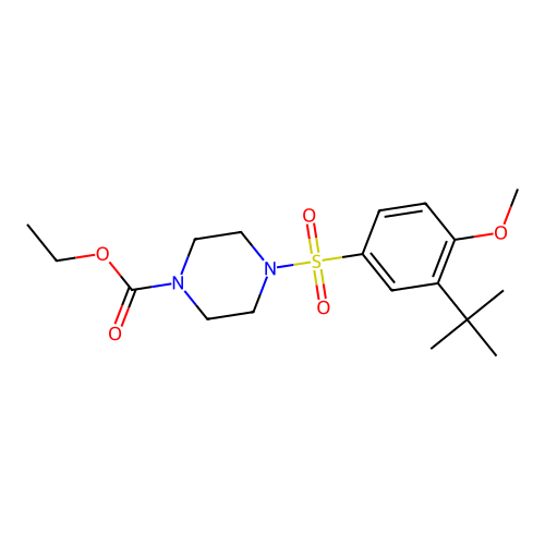 Ethyl 4-{[3-(tert-butyl)-4-methoxyphenyl]sulfonyl}piperazinecarboxylate structure
