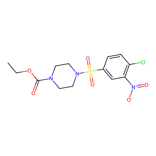 Ethyl 4-((4-chloro-3-nitrophenyl)sulfonyl)piperazinecarboxylate structure