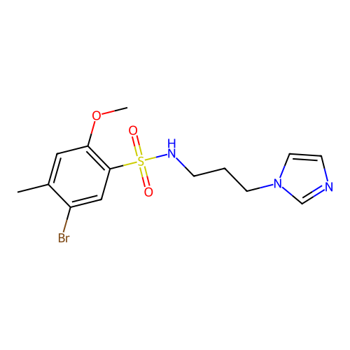 5-bromo-N-[3-(1H-imidazol-1-yl)propyl]-2-methoxy-4-methylbenzenesulfonamide structure