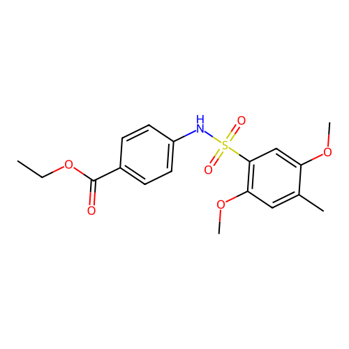 Ethyl 4-{[(2,5-dimethoxy-4-methylphenyl)sulfonyl]amino}benzoate structure