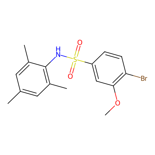 4-bromo-3-methoxy-N-(2,4,6-trimethylphenyl)benzene-1-sulfonamide structure