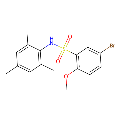 5-bromo-2-methoxy-N-(2,4,6-trimethylphenyl)benzene-1-sulfonamide structure