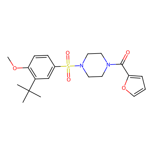 4-{[3-(Tert-butyl)-4-methoxyphenyl]sulfonyl}piperazinyl 2-furyl ketone structure