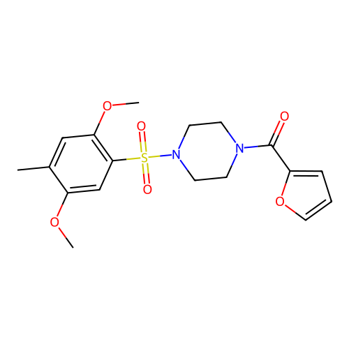 (4-((2,5-Dimethoxy-4-methylphenyl)sulfonyl)piperazin-1-yl)(furan-2-yl)methanone structure