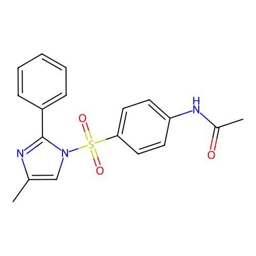 N-{4-[(4-methyl-2-phenyl-1H-imidazol-1-yl)sulfonyl]phenyl}acetamide structure