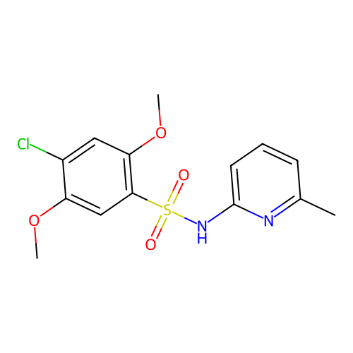 4-chloro-2,5-dimethoxy-N-(6-methyl-2-pyridinyl)benzenesulfonamide structure