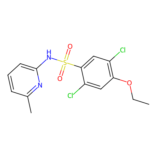 2,5-dichloro-4-ethoxy-N-(6-methylpyridin-2-yl)benzenesulfonamide structure