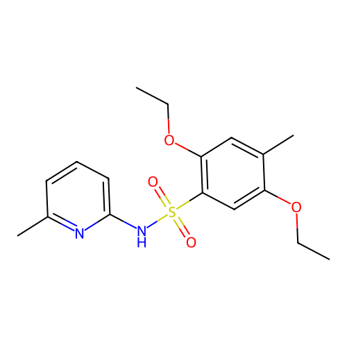 2,5-diethoxy-4-methyl-N-(6-methyl-2-pyridinyl)benzenesulfonamide structure