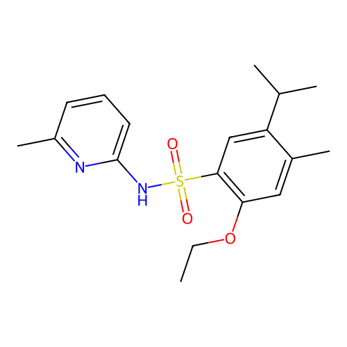 2-ethoxy-5-isopropyl-4-methyl-N-(6-methyl-2-pyridinyl)benzenesulfonamide structure