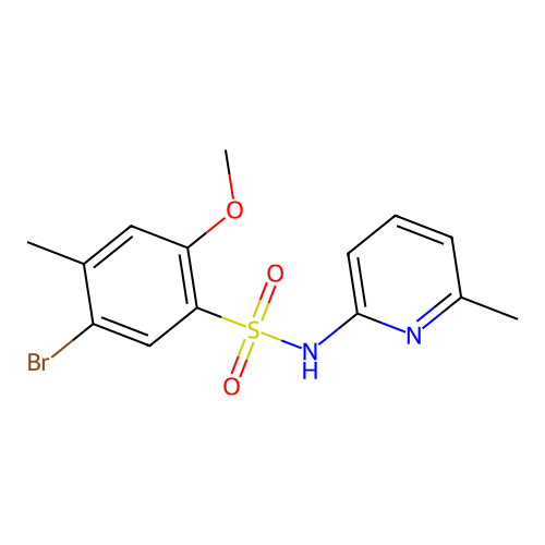 5-bromo-2-methoxy-4-methyl-N-(6-methylpyridin-2-yl)benzenesulfonamide structure