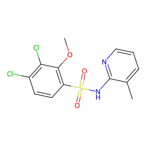 3,4-dichloro-2-methoxy-N-(3-methylpyridin-2-yl)benzene-1-sulfonamide structure
