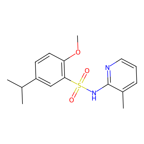 2-methoxy-N-(3-methylpyridin-2-yl)-5-(propan-2-yl)benzene-1-sulfonamide structure