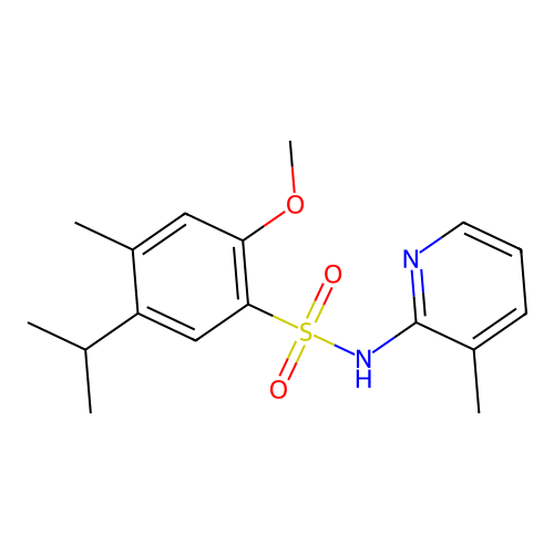 2-methoxy-4-methyl-N-(3-methylpyridin-2-yl)-5-(propan-2-yl)benzene-1-sulfonamide structure