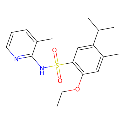 2-ethoxy-5-isopropyl-4-methyl-N-(3-methyl-2-pyridinyl)benzenesulfonamide structure