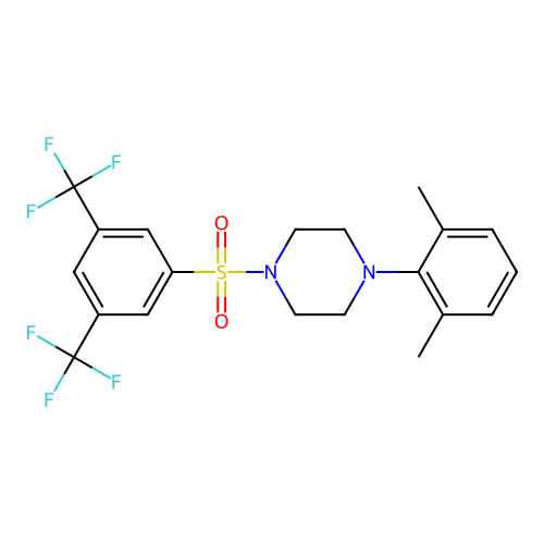 1-[3,5-Bis(trifluoromethyl)phenyl]sulfonyl-4-(2,6-dimethylphenyl)piperazine structure