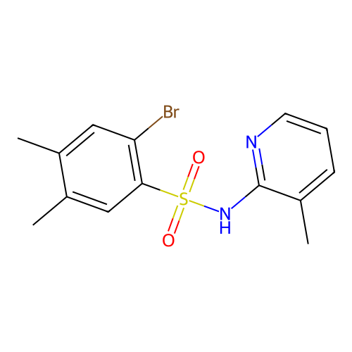 2-bromo-4,5-dimethyl-N-(3-methylpyridin-2-yl)benzenesulfonamide structure