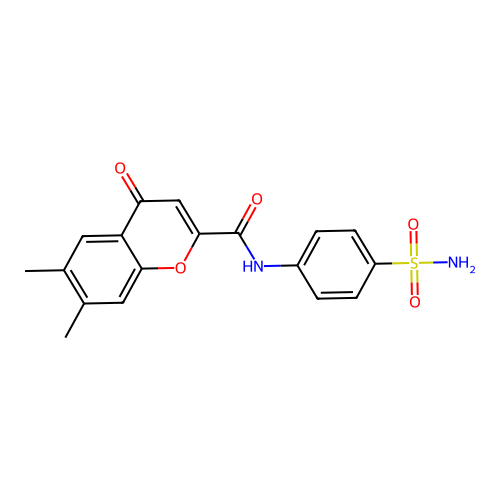 6,7-dimethyl-4-oxo-N-(4-sulfamoylphenyl)-4H-chromene-2-carboxamide structure