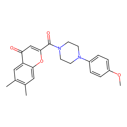 2-{[4-(4-methoxyphenyl)piperazin-1-yl]carbonyl}-6,7-dimethyl-4H-chromen-4-one structure