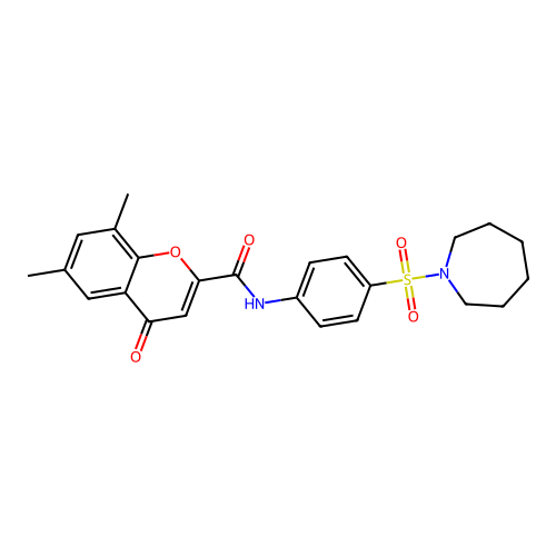 N-[4-(azepan-1-ylsulfonyl)phenyl]-6,8-dimethyl-4-oxo-4H-chromene-2-carboxamide structure
