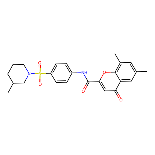 6,8-dimethyl-N-{4-[(3-methylpiperidin-1-yl)sulfonyl]phenyl}-4-oxo-4H-chromene-2-carboxamide structure