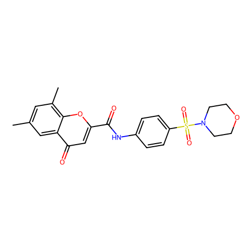 6,8-dimethyl-N-[4-(morpholin-4-ylsulfonyl)phenyl]-4-oxo-4H-chromene-2-carboxamide structure