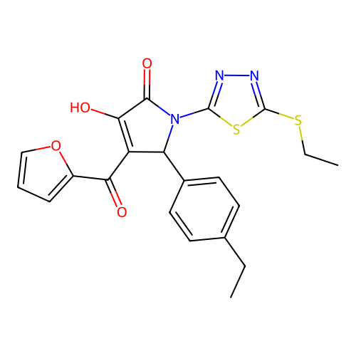 (4E)-5-(4-ethylphenyl)-1-[5-(ethylsulfanyl)-1,3,4-thiadiazol-2-yl]-4-[furan-2-yl(hydroxy)methylidene]pyrrolidine-2,3-dione structure