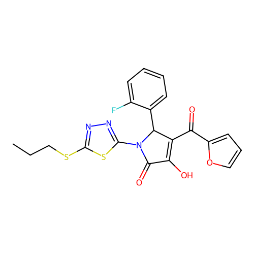 5-(2-fluorophenyl)-4-(furan-2-ylcarbonyl)-3-hydroxy-1-[5-(propylsulfanyl)-1,3,4-thiadiazol-2-yl]-1,5-dihydro-2H-pyrrol-2-one structure