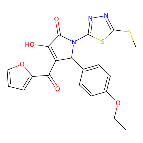 (4E)-5-(4-ethoxyphenyl)-4-[furan-2-yl(hydroxy)methylidene]-1-[5-(methylsulfanyl)-1,3,4-thiadiazol-2-yl]pyrrolidine-2,3-dione structure