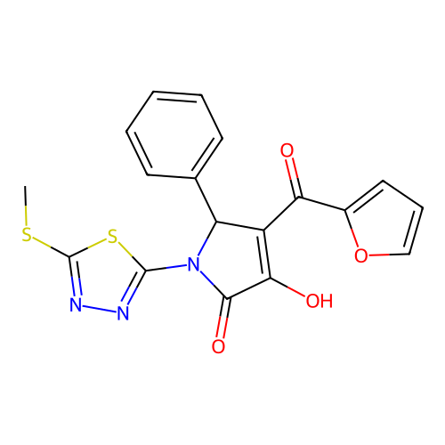 4-(furan-2-ylcarbonyl)-3-hydroxy-1-[5-(methylsulfanyl)-1,3,4-thiadiazol-2-yl]-5-phenyl-1,5-dihydro-2H-pyrrol-2-one structure