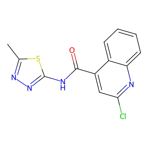 2-chloro-N-(5-methyl-1,3,4-thiadiazol-2-yl)quinoline-4-carboxamide structure