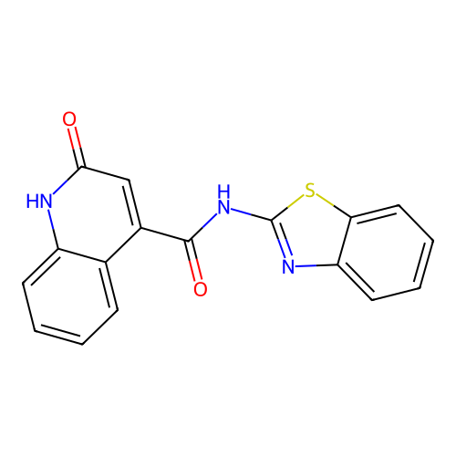 N-(benzo[d]thiazol-2-yl)-2-oxo-1,2-dihydroquinoline-4-carboxamide structure