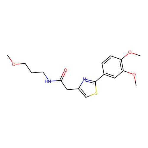 2-[2-(3,4-dimethoxyphenyl)-1,3-thiazol-4-yl]-N-(3-methoxypropyl)acetamide structure