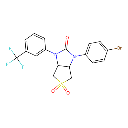 1-(4-bromophenyl)-3-[3-(trifluoromethyl)phenyl]tetrahydro-1H-thieno[3,4-d]imidazol-2(3H)-one 5,5-dioxide structure