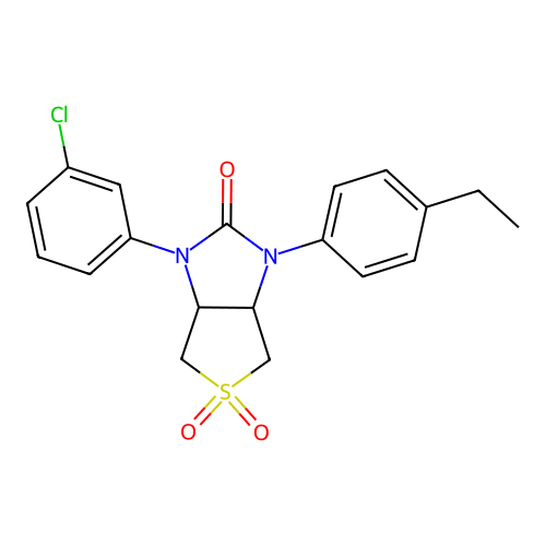 1-(3-chlorophenyl)-3-(4-ethylphenyl)tetrahydro-1H-thieno[3,4-d]imidazol-2(3H)-one 5,5-dioxide structure